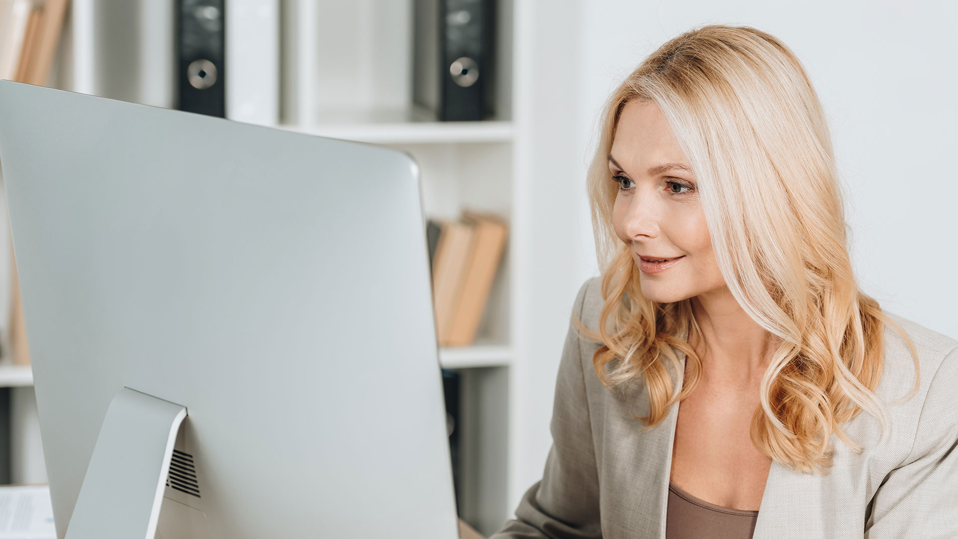 woman at desktop computer
