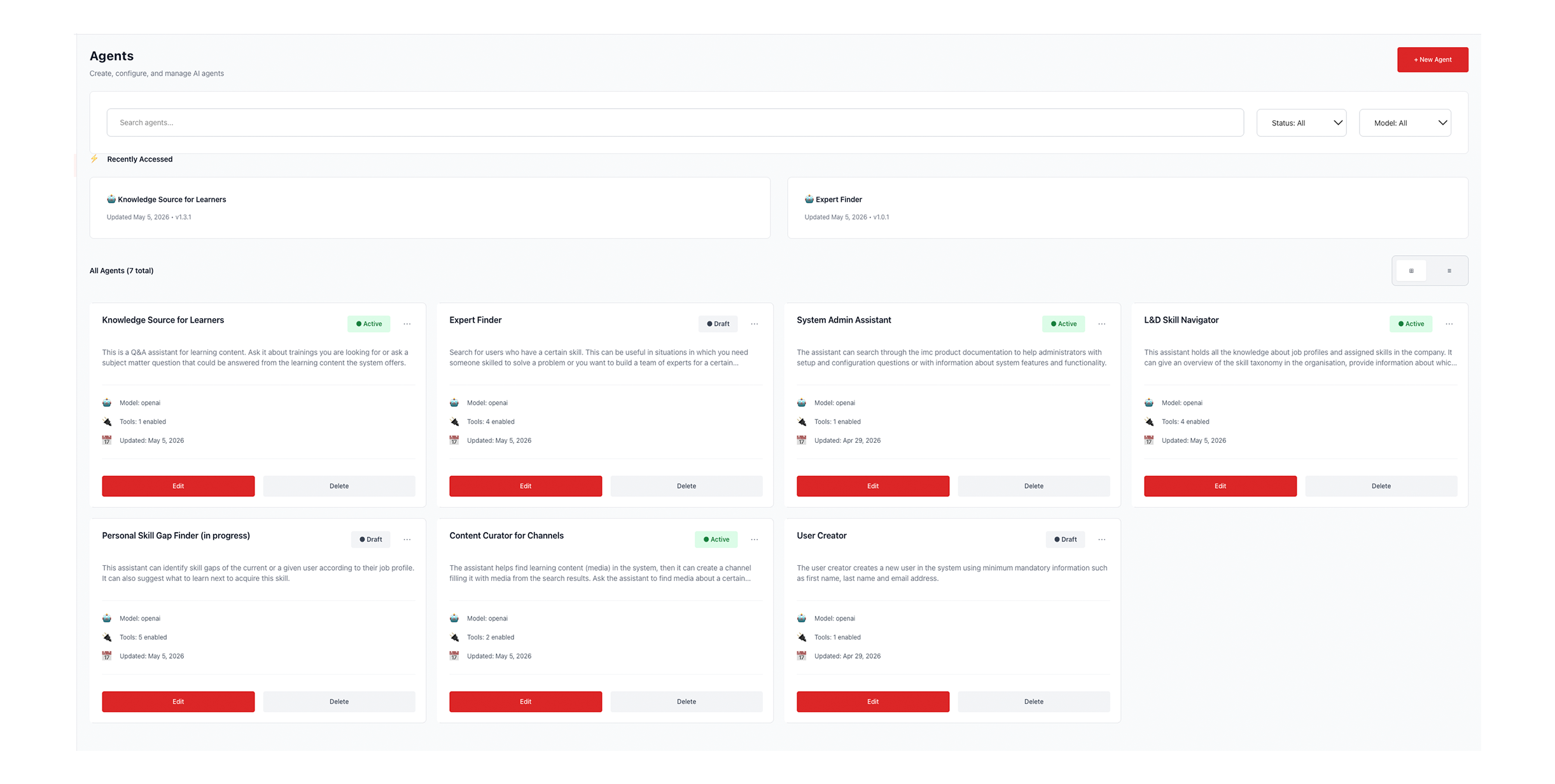 Bildschirmfoto von dem IMC Agent Builder