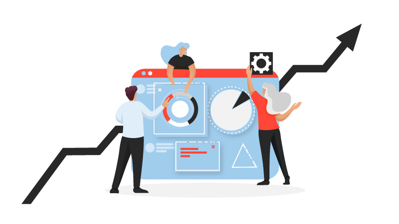 illustration of people achieving success digitally