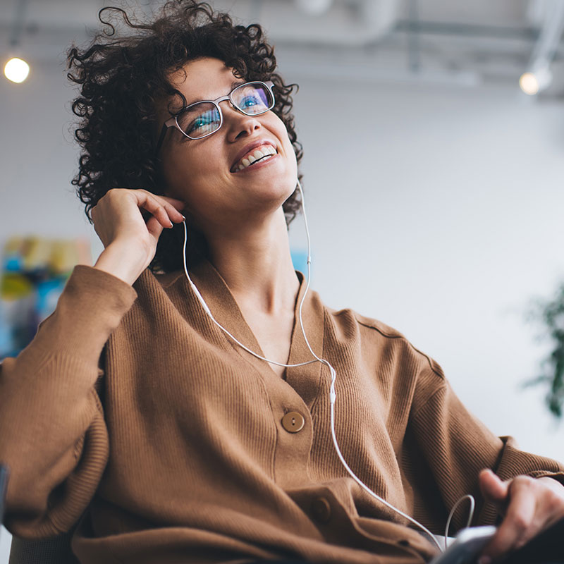 Women enjoys audio training