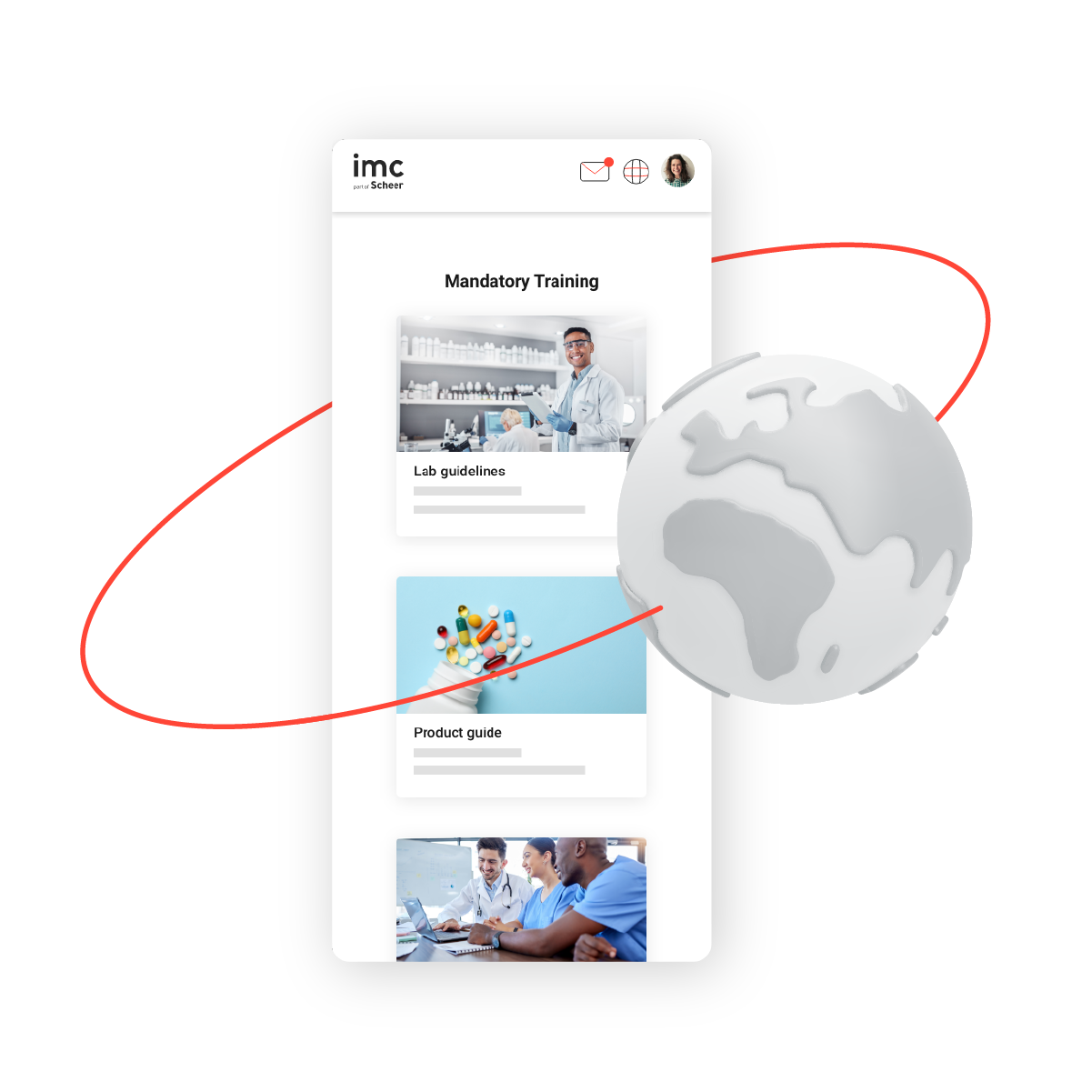 mobile screen with world circling it