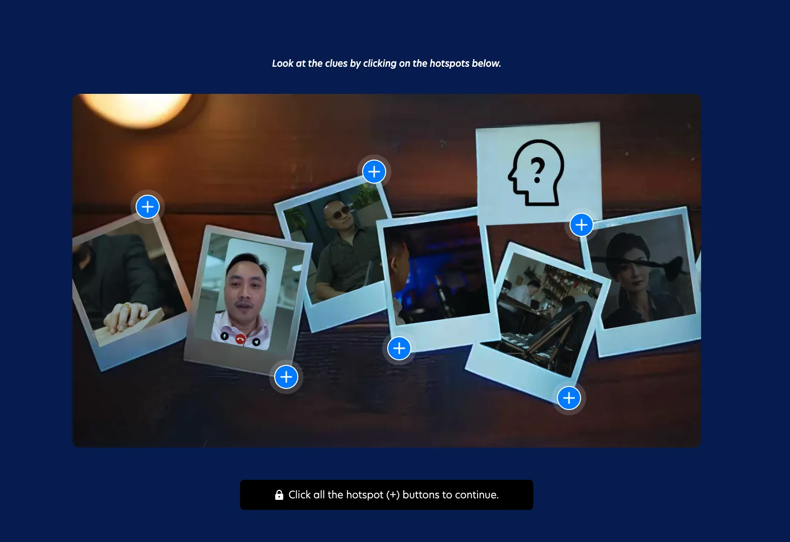 Screenshot of an interactive session in Mission: Compliance training for UOB