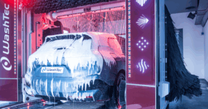 car being washed at washtec location