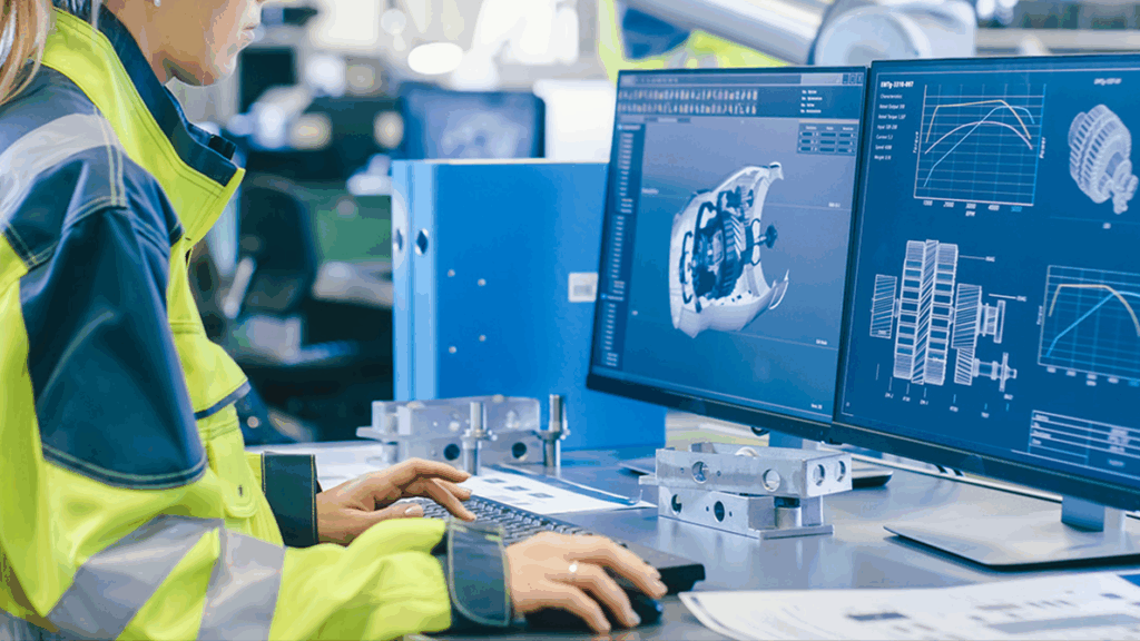 Manufacturing supervisor working at a workstation