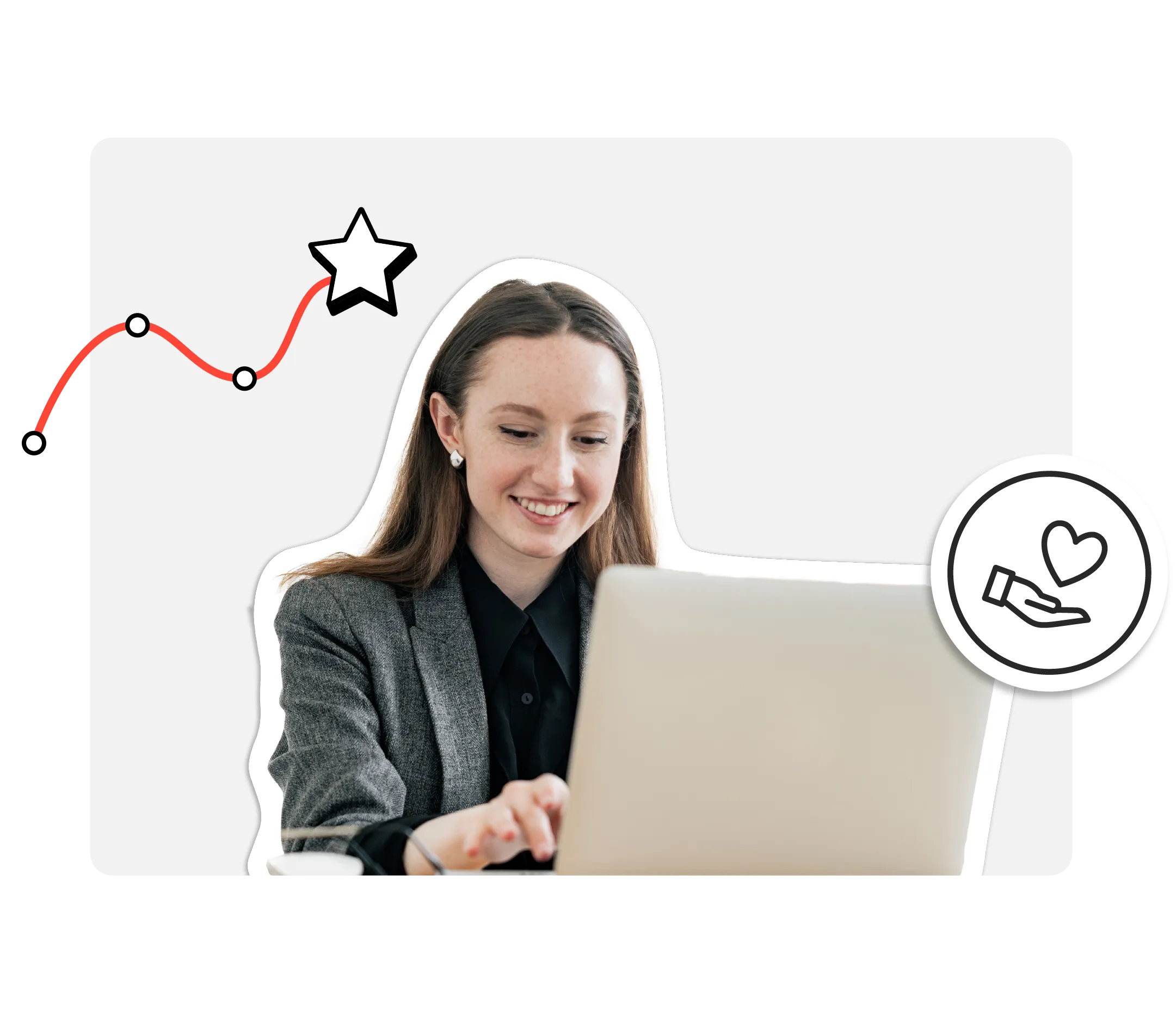 Smiling loyal employee on their laptop